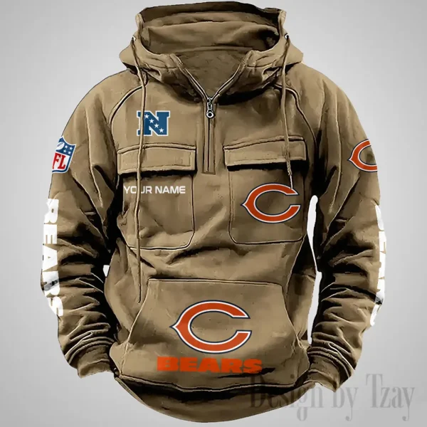 Chicago Bears Fashionable Outerwear Men's Autumn Winter Hooded Sweatshirt Cool Motorcycle Shirt AZVMHD1027 - Image 3