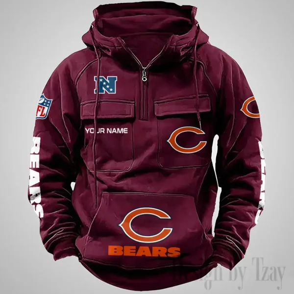 Chicago Bears Fashionable Outerwear Men's Autumn Winter Hooded Sweatshirt Cool Motorcycle Shirt AZVMHD1027 - Image 5