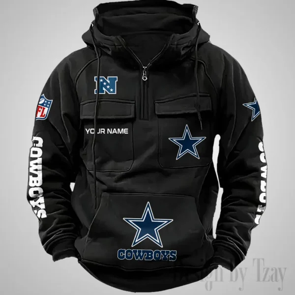 Dallas Cowboys Fashionable Outerwear Men's Autumn Winter Hooded Sweatshirt Cool Motorcycle Shirt AZVMHD1030 - Image 2