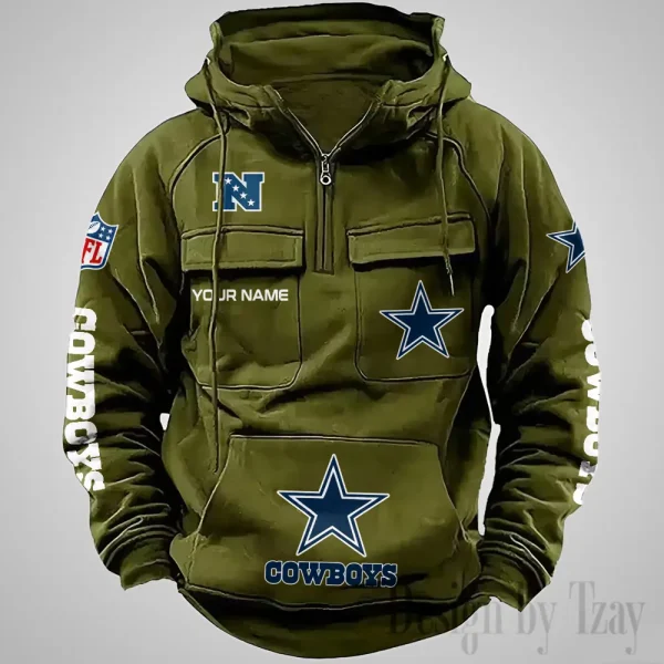 Dallas Cowboys Fashionable Outerwear Men's Autumn Winter Hooded Sweatshirt Cool Motorcycle Shirt AZVMHD1030 - Image 3