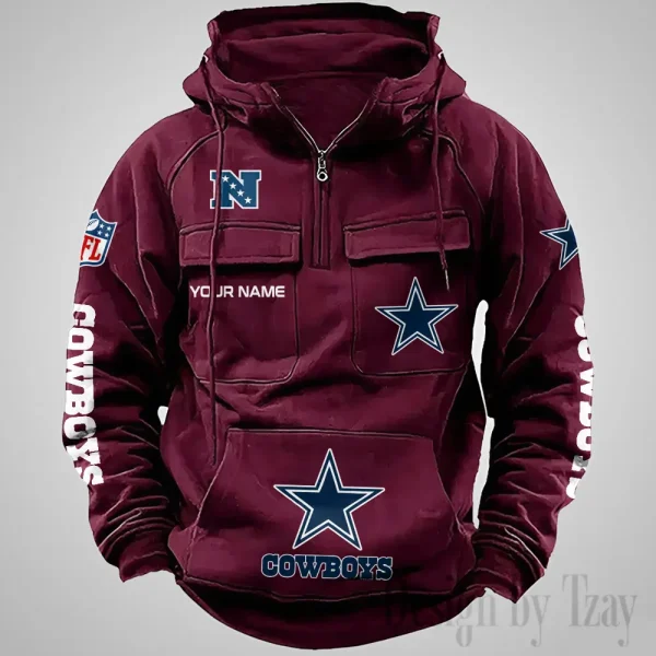 Dallas Cowboys Fashionable Outerwear Men's Autumn Winter Hooded Sweatshirt Cool Motorcycle Shirt AZVMHD1030 - Image 4
