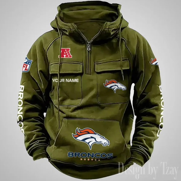 Denver Broncos Fashionable Outerwear Men's Autumn Winter Hooded Sweatshirt Cool Motorcycle Shirt AZVMHD1031 - Image 2