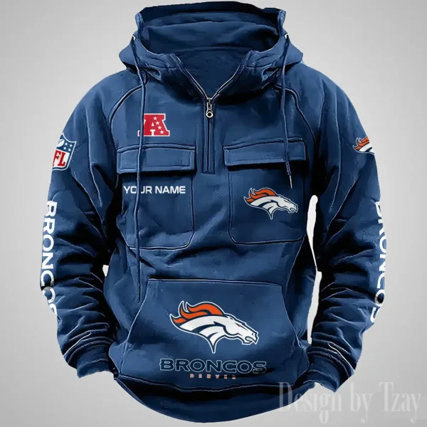 Denver Broncos Fashionable Outerwear Men's Autumn Winter Hooded Sweatshirt Cool Motorcycle Shirt AZVMHD1031 - Image 3