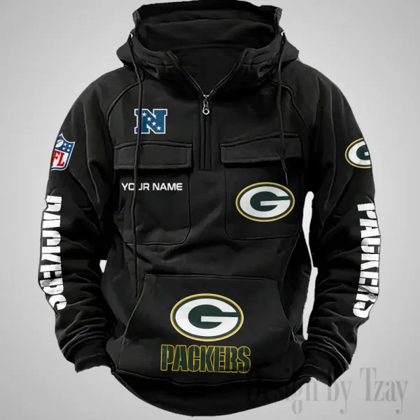 Green Bay Packers Fashionable Outerwear Men's Autumn Winter Hooded Sweatshirt Cool Motorcycle Shirt AZVMHD1033 - Image 4
