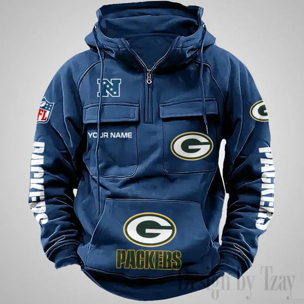 Green Bay Packers Fashionable Outerwear Men's Autumn Winter Hooded Sweatshirt Cool Motorcycle Shirt AZVMHD1033 - Image 5