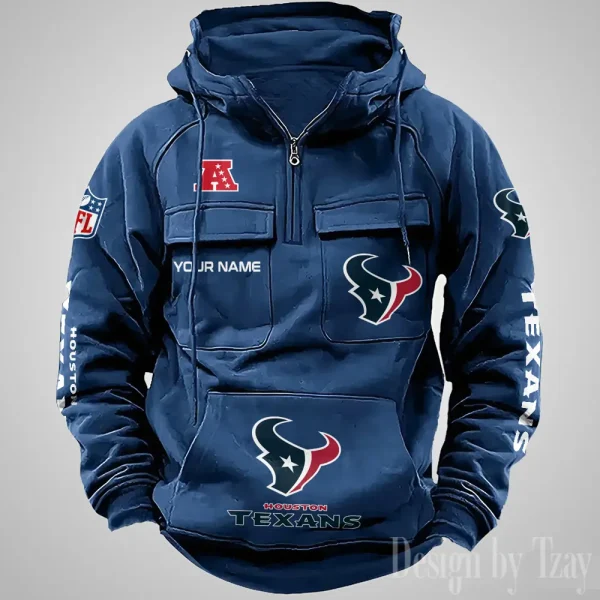 Houston Texans Fashionable Outerwear Men's Autumn Winter Hooded Sweatshirt Cool Motorcycle Shirt AZVMHD1034 - Image 2