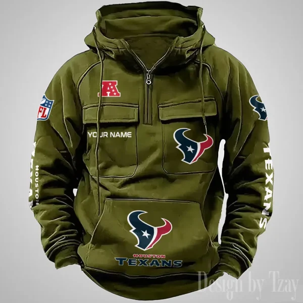 Houston Texans Fashionable Outerwear Men's Autumn Winter Hooded Sweatshirt Cool Motorcycle Shirt AZVMHD1034 - Image 3
