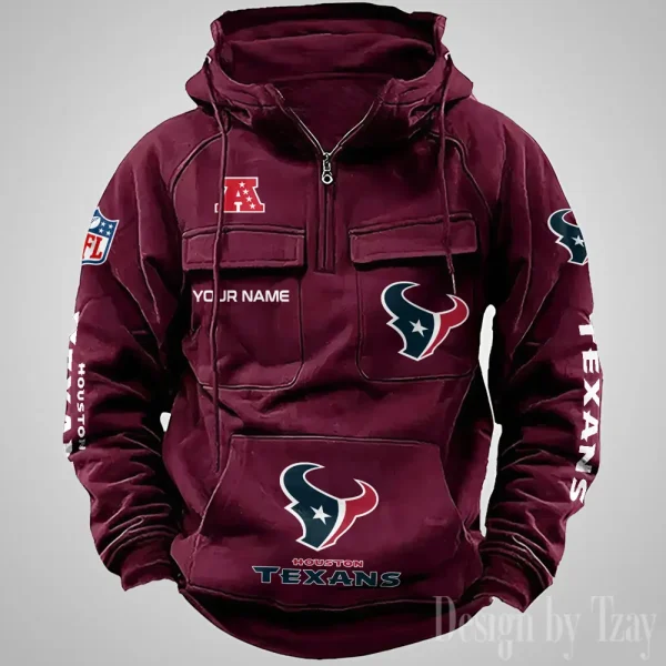 Houston Texans Fashionable Outerwear Men's Autumn Winter Hooded Sweatshirt Cool Motorcycle Shirt AZVMHD1034 - Image 4
