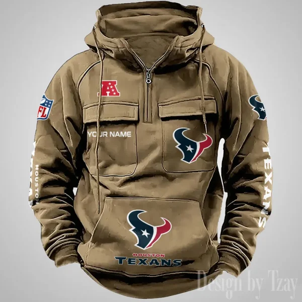 Houston Texans Fashionable Outerwear Men's Autumn Winter Hooded Sweatshirt Cool Motorcycle Shirt AZVMHD1034 - Image 5