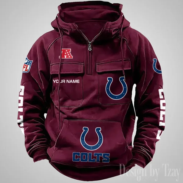 Indianapolis Colts Fashionable Outerwear Men's Autumn Winter Hooded Sweatshirt Cool Motorcycle Shirt AZVMHD1035 - Image 2