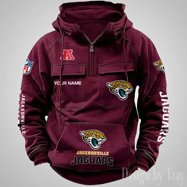 Jacksonville Jaguars Fashionable Outerwear Men's Autumn Winter Hooded Sweatshirt Cool Motorcycle Shirt AZVMHD1036 - Image 2