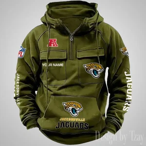 Jacksonville Jaguars Fashionable Outerwear Men's Autumn Winter Hooded Sweatshirt Cool Motorcycle Shirt AZVMHD1036