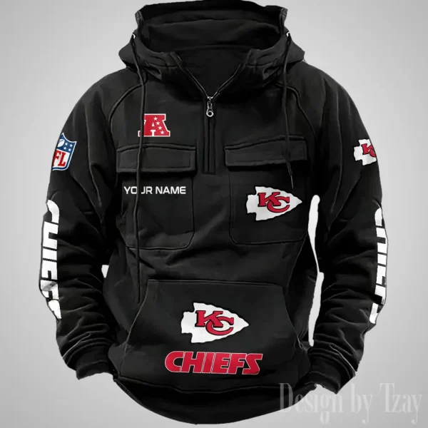Kansas City Chiefs Fashionable Outerwear Men's Autumn Winter Hooded Sweatshirt Cool Motorcycle Shirt AZVMHD1037 - Image 3