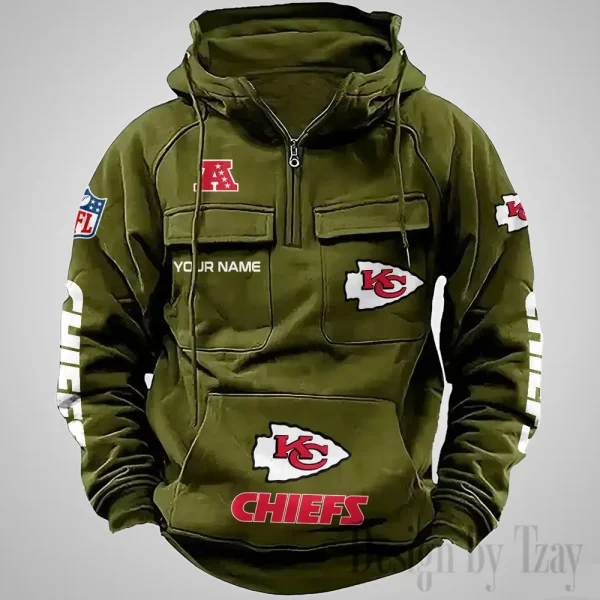 Kansas City Chiefs Fashionable Outerwear Men's Autumn Winter Hooded Sweatshirt Cool Motorcycle Shirt AZVMHD1037 - Image 4