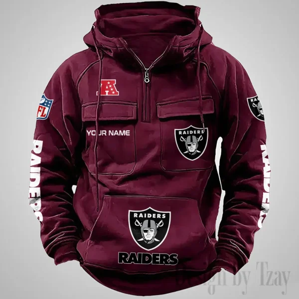 Las Vegas Raiders Fashionable Outerwear Men's Autumn Winter Hooded Sweatshirt Cool Motorcycle Shirt AZVMHD1038 - Image 2