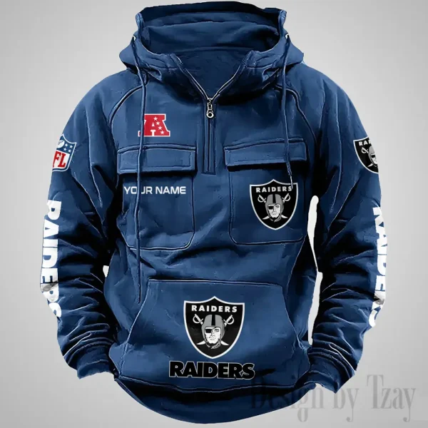 Las Vegas Raiders Fashionable Outerwear Men's Autumn Winter Hooded Sweatshirt Cool Motorcycle Shirt AZVMHD1038 - Image 4