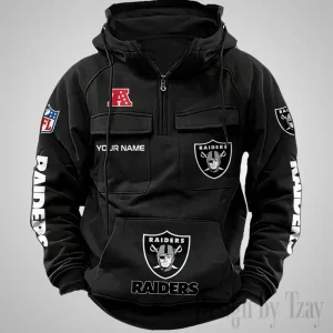 Las Vegas Raiders Fashionable Outerwear Men's Autumn Winter Hooded Sweatshirt Cool Motorcycle Shirt AZVMHD1038