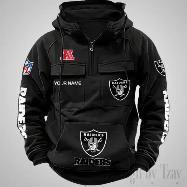 Las Vegas Raiders Fashionable Outerwear Men's Autumn Winter Hooded Sweatshirt Cool Motorcycle Shirt AZVMHD1038