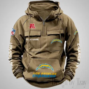 Los Angeles Chargers Fashionable Outerwear Men's Autumn Winter Hooded Sweatshirt Cool Motorcycle Shirt AZVMHD1039
