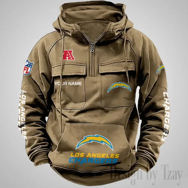 Los Angeles Chargers Fashionable Outerwear Men's Autumn Winter Hooded Sweatshirt Cool Motorcycle Shirt AZVMHD1039
