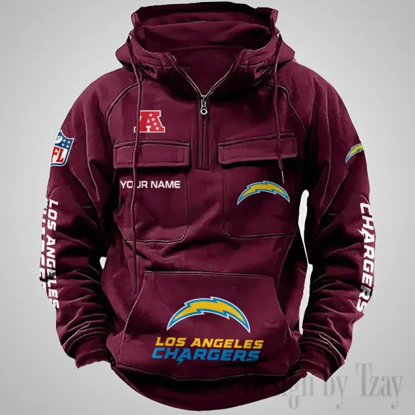 Los Angeles Chargers Fashionable Outerwear Men's Autumn Winter Hooded Sweatshirt Cool Motorcycle Shirt AZVMHD1039 - Image 2