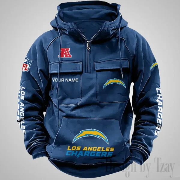 Los Angeles Chargers Fashionable Outerwear Men's Autumn Winter Hooded Sweatshirt Cool Motorcycle Shirt AZVMHD1039 - Image 3