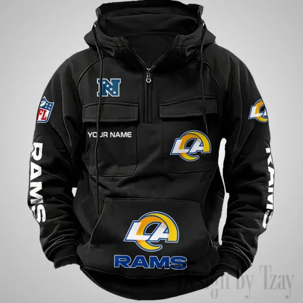 Los Angeles Rams Fashionable Outerwear Men's Autumn Winter Hooded Sweatshirt Cool Motorcycle Shirt AZVMHD1040 - Image 2