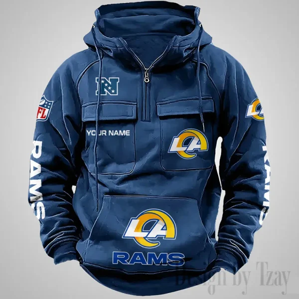 Los Angeles Rams Fashionable Outerwear Men's Autumn Winter Hooded Sweatshirt Cool Motorcycle Shirt AZVMHD1040 - Image 4