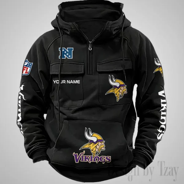 Minnesota Vikings Fashionable Outerwear Men's Autumn Winter Hooded Sweatshirt Cool Motorcycle Shirt AZVMHD1042 - Image 2