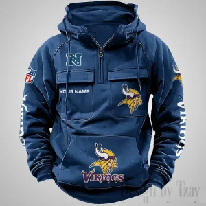 Minnesota Vikings Fashionable Outerwear Men's Autumn Winter Hooded Sweatshirt Cool Motorcycle Shirt AZVMHD1042