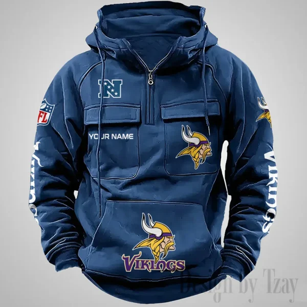 Minnesota Vikings Fashionable Outerwear Men's Autumn Winter Hooded Sweatshirt Cool Motorcycle Shirt AZVMHD1042