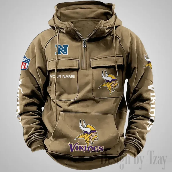 Minnesota Vikings Fashionable Outerwear Men's Autumn Winter Hooded Sweatshirt Cool Motorcycle Shirt AZVMHD1042 - Image 4