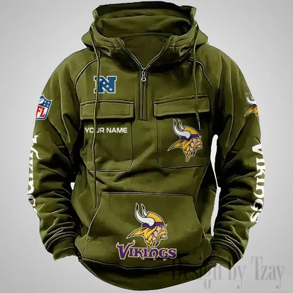 Minnesota Vikings Fashionable Outerwear Men's Autumn Winter Hooded Sweatshirt Cool Motorcycle Shirt AZVMHD1042 - Image 5