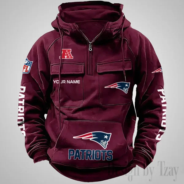 New England Patriots Fashionable Outerwear Men's Autumn Winter Hooded Sweatshirt Cool Motorcycle Shirt AZVMHD1043 - Image 5
