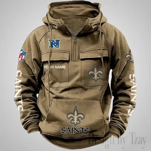 New Orleans Saints Fashionable Outerwear Men's Autumn Winter Hooded Sweatshirt Cool Motorcycle Shirt AZVMHD1044