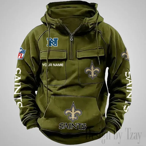 New Orleans Saints Fashionable Outerwear Men's Autumn Winter Hooded Sweatshirt Cool Motorcycle Shirt AZVMHD1044 - Image 2