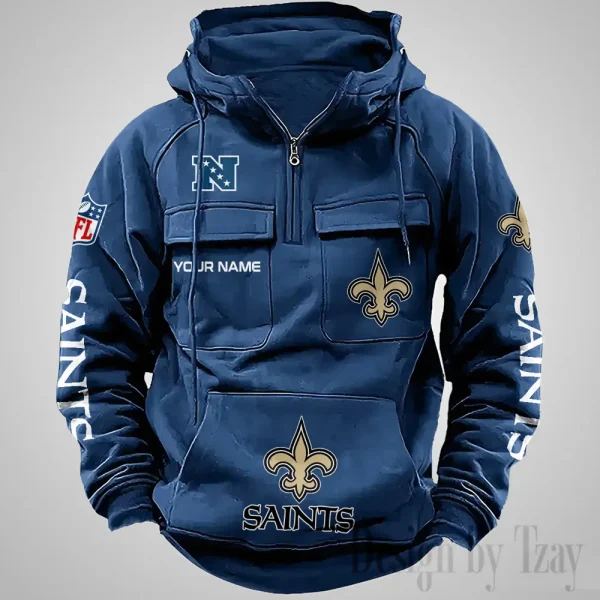 New Orleans Saints Fashionable Outerwear Men's Autumn Winter Hooded Sweatshirt Cool Motorcycle Shirt AZVMHD1044 - Image 3