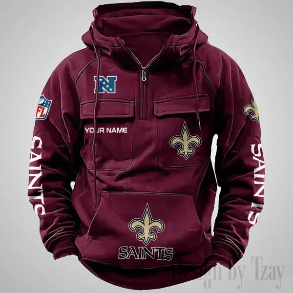 New Orleans Saints Fashionable Outerwear Men's Autumn Winter Hooded Sweatshirt Cool Motorcycle Shirt AZVMHD1044 - Image 4