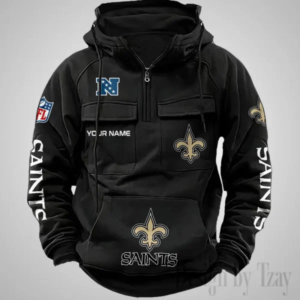 New Orleans Saints Fashionable Outerwear Men's Autumn Winter Hooded Sweatshirt Cool Motorcycle Shirt AZVMHD1044 - Image 5