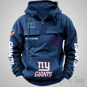 New York Giants Fashionable Outerwear Men's Autumn Winter Hooded Sweatshirt Cool Motorcycle Shirt AZVMHD1045