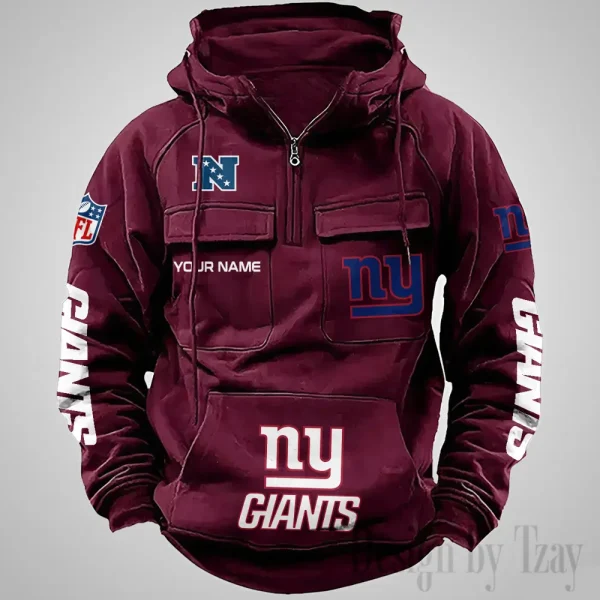 New York Giants Fashionable Outerwear Men's Autumn Winter Hooded Sweatshirt Cool Motorcycle Shirt AZVMHD1045 - Image 2