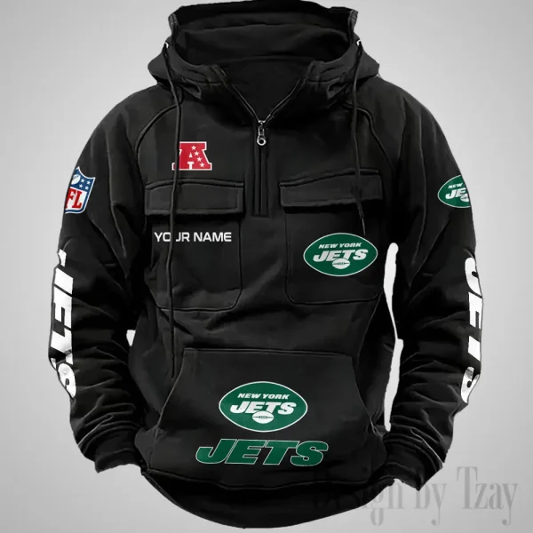 New York Jets Fashionable Outerwear Men's Autumn Winter Hooded Sweatshirt Cool Motorcycle Shirt AZVMHD1046 - Image 4