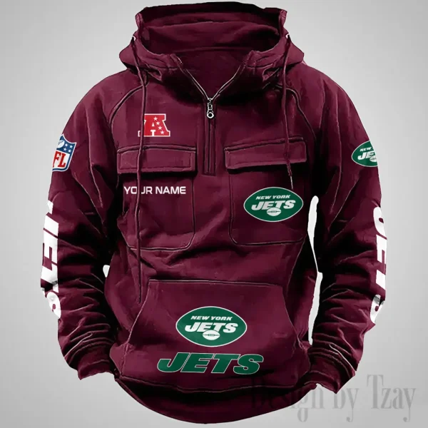 New York Jets Fashionable Outerwear Men's Autumn Winter Hooded Sweatshirt Cool Motorcycle Shirt AZVMHD1046 - Image 5