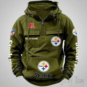 Pittsburgh Steelers Fashionable Outerwear Men's Autumn Winter Hooded Sweatshirt Cool Motorcycle Shirt AZVMHD1048