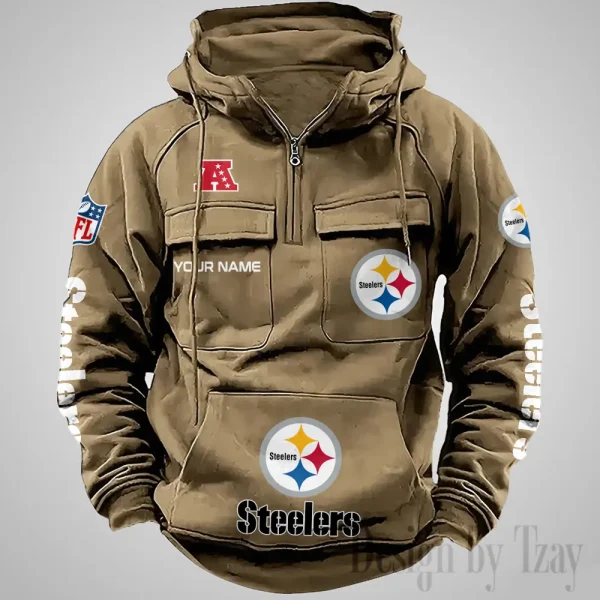 Pittsburgh Steelers Fashionable Outerwear Men's Autumn Winter Hooded Sweatshirt Cool Motorcycle Shirt AZVMHD1048 - Image 5