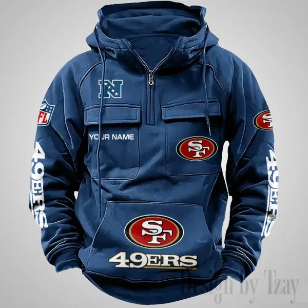 San Francisco 49ers Fashionable Outerwear Men's Autumn Winter Hooded Sweatshirt Cool Motorcycle Shirt AZVMHD1049 - Image 2