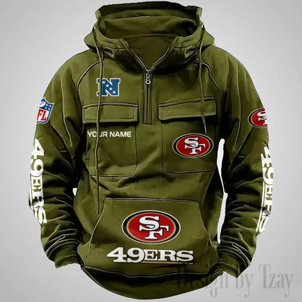 San Francisco 49ers Fashionable Outerwear Men's Autumn Winter Hooded Sweatshirt Cool Motorcycle Shirt AZVMHD1049 - Image 3