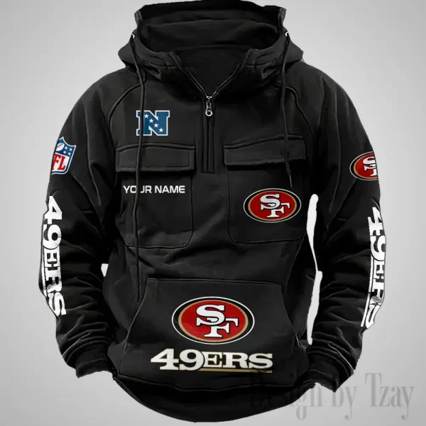 San Francisco 49ers Fashionable Outerwear Men's Autumn Winter Hooded Sweatshirt Cool Motorcycle Shirt AZVMHD1049 - Image 4