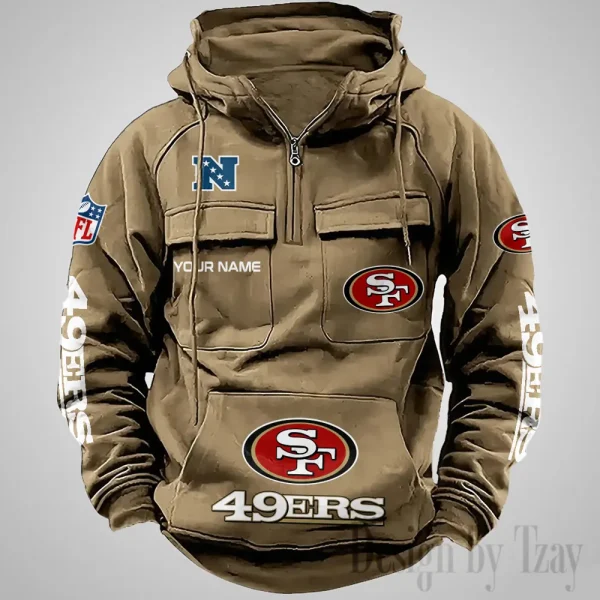 San Francisco 49ers Fashionable Outerwear Men's Autumn Winter Hooded Sweatshirt Cool Motorcycle Shirt AZVMHD1049 - Image 5