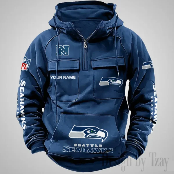 Seattle Seahawks Fashionable Outerwear Men's Autumn Winter Hooded Sweatshirt Cool Motorcycle Shirt AZVMHD1050 - Image 5